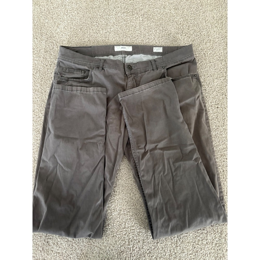 Brax Feel Good Cooper Fancy Mens Grey Straight Leg 5-Pocket Casual Pants 40x32